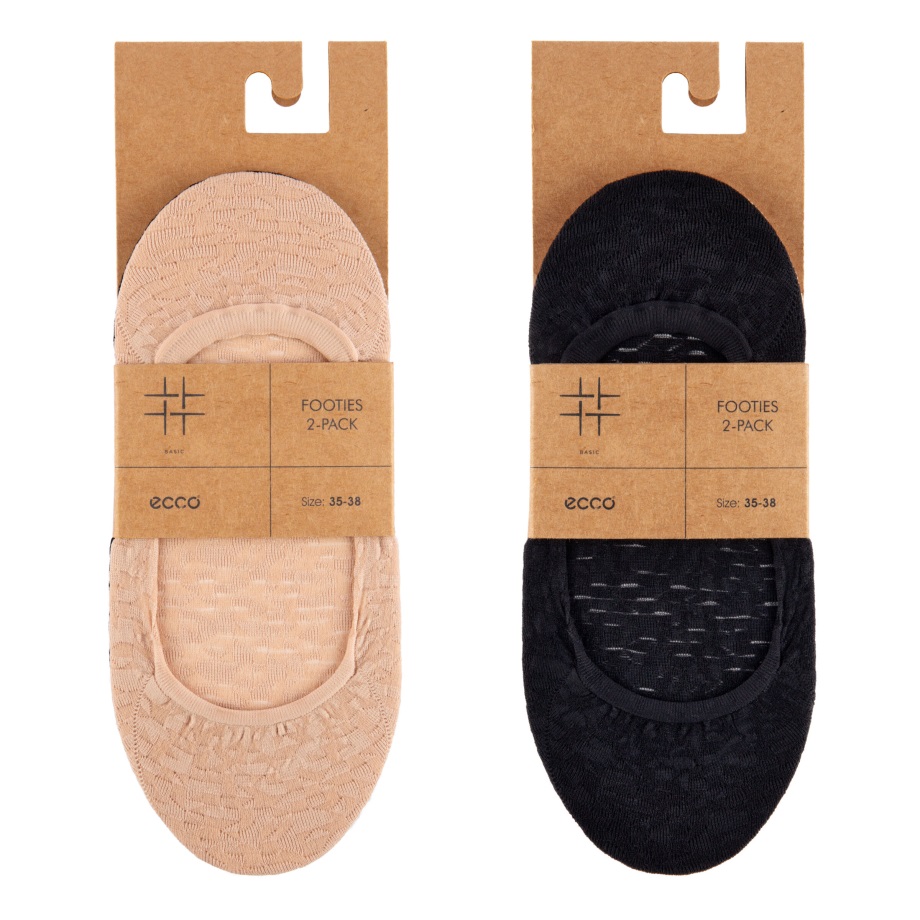 Ecco Norway Footies (2 Par Pakke) Dame Naken-svart
