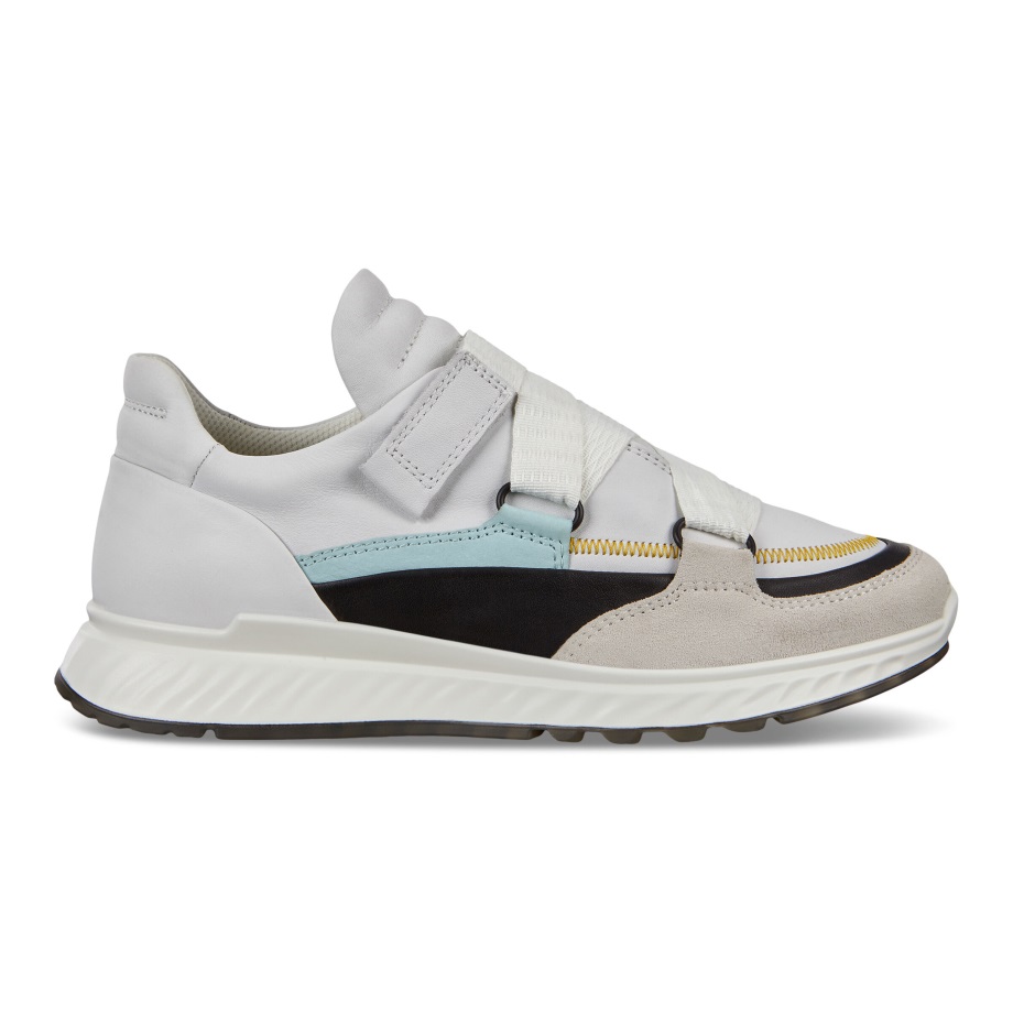 Ecco Norge St.1 Strap Sneaker Dame Skygge Hvit-svart-hvit-eggeskall Blå