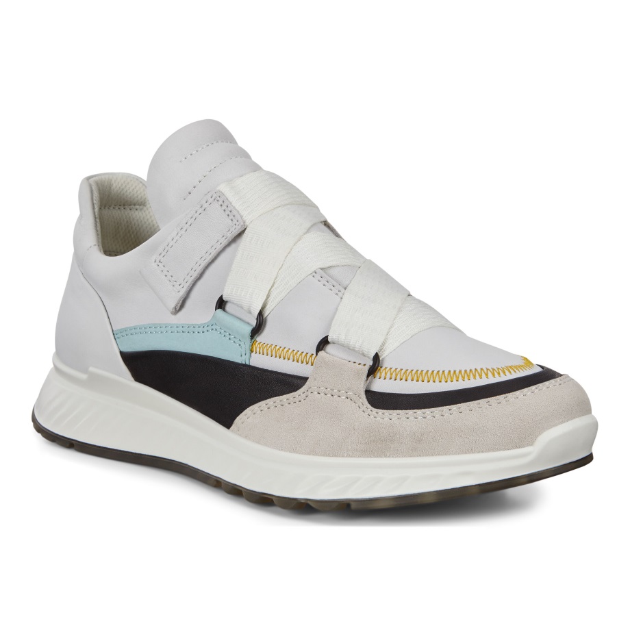 Ecco Norge St.1 Strap Sneaker Dame Skygge Hvit-svart-hvit-eggeskall Blå