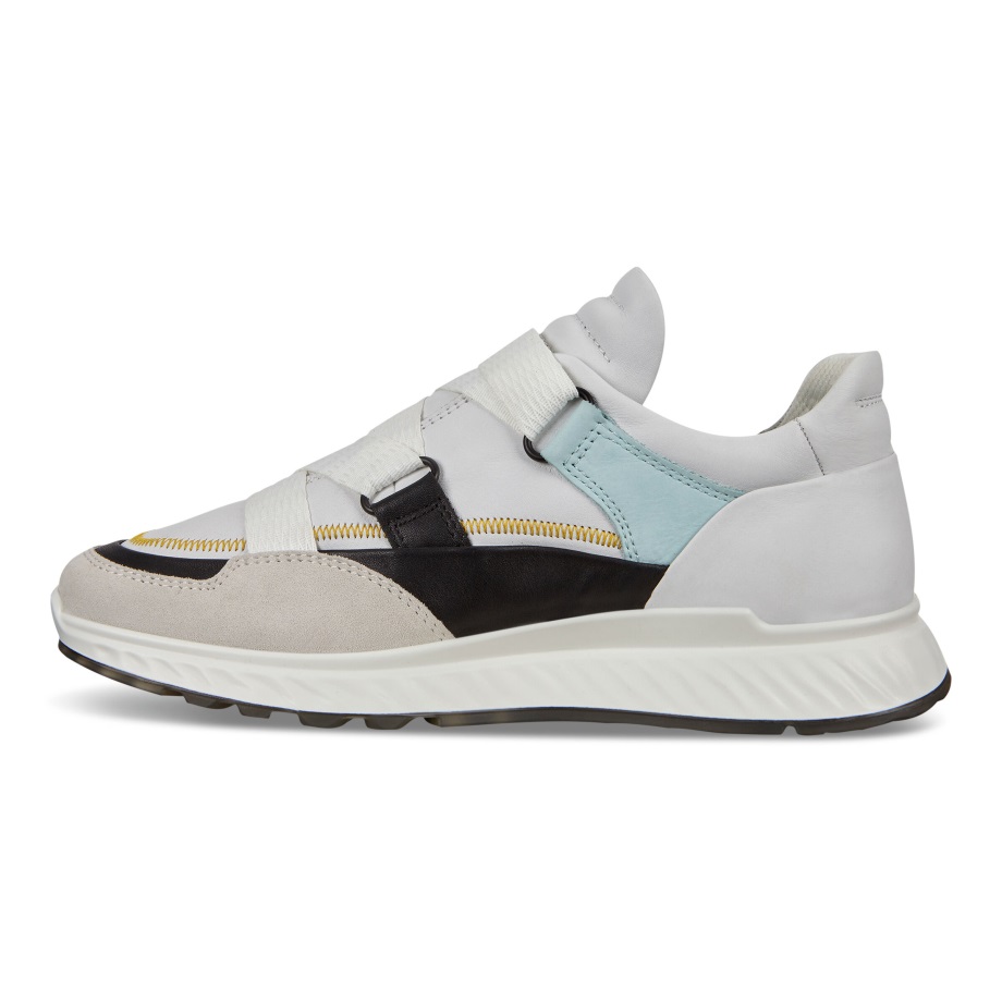 Ecco Norge St.1 Strap Sneaker Dame Skygge Hvit-svart-hvit-eggeskall Blå