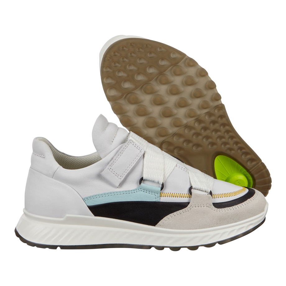 Ecco Norge St.1 Strap Sneaker Dame Skygge Hvit-svart-hvit-eggeskall Blå