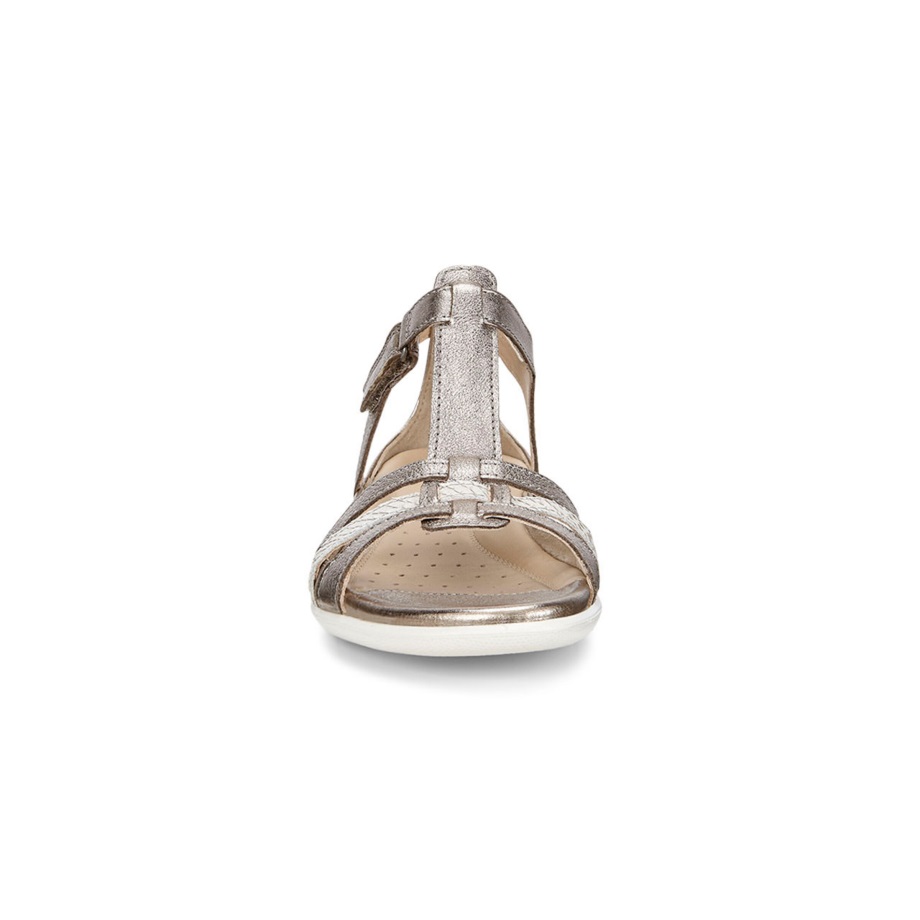 Ecco Norge Flash T-rem Sandal Dame Varm Grå Metallic-moon Rock