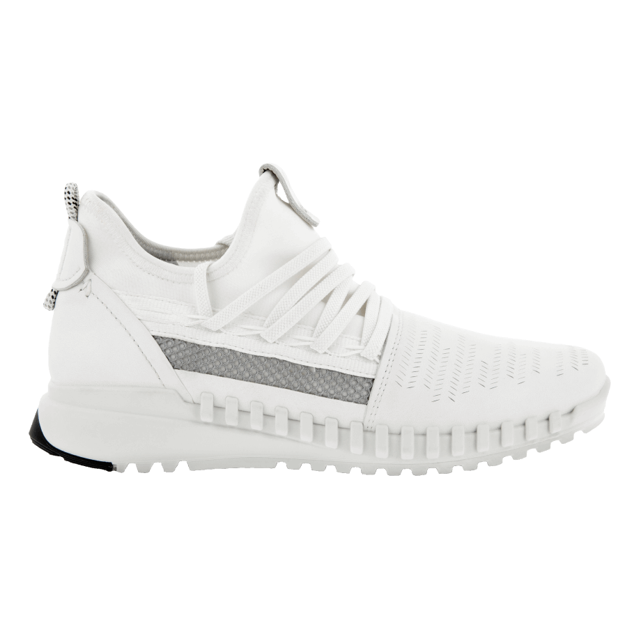 Ecco Norway Zipflex Lav Skinn/tekstil Sneaker Hvit