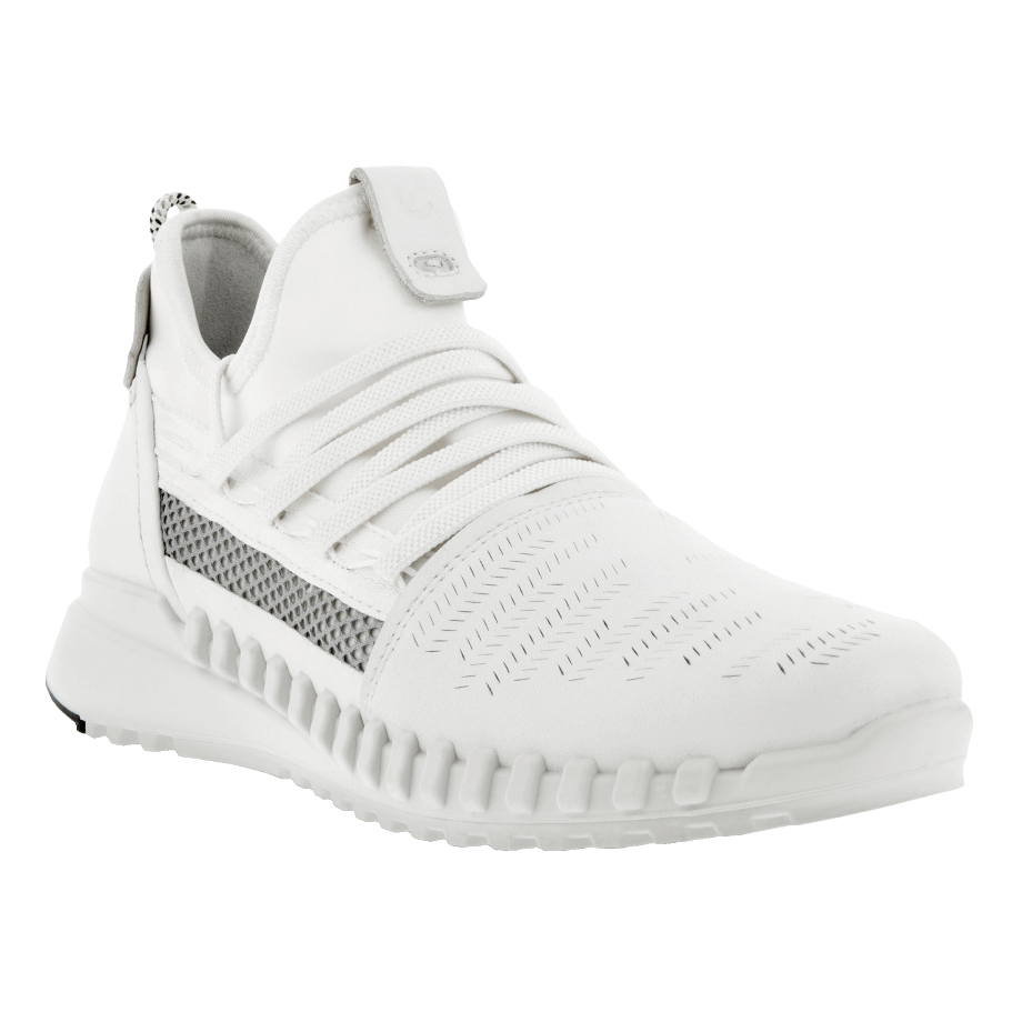 Ecco Norway Zipflex Lav Skinn/tekstil Sneaker Hvit