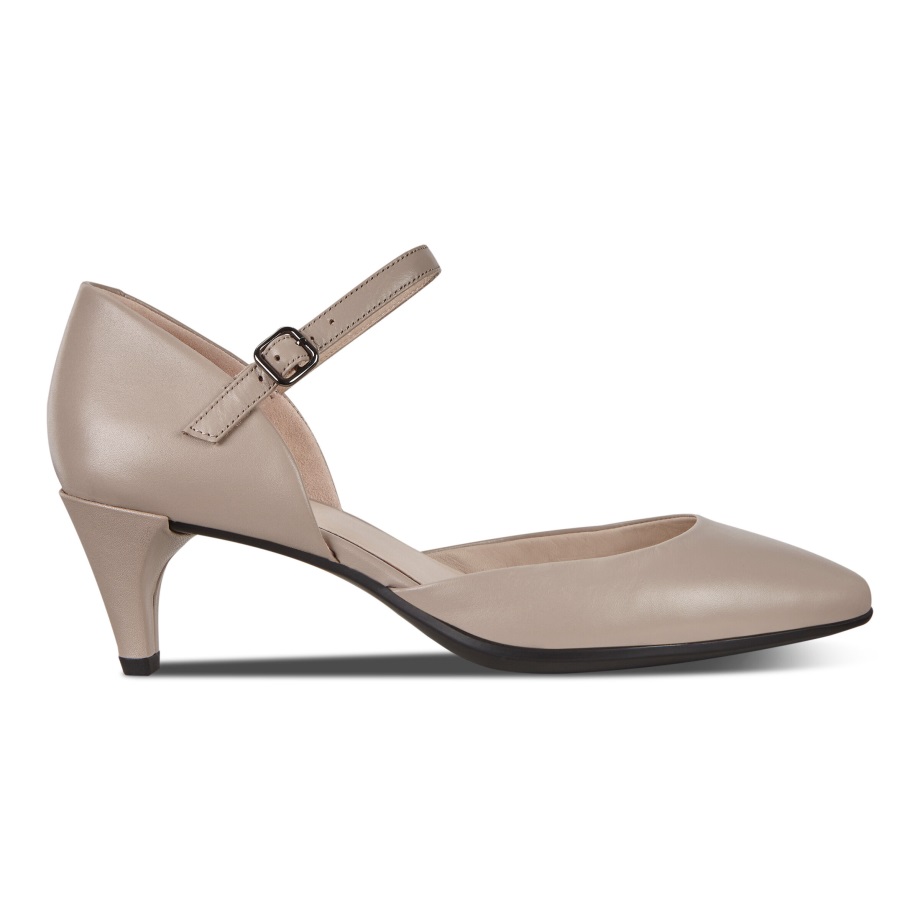 Ecco Norway Shape 45 Spiss Slank Ankelstropp Pumpe Grå Rose For Kvinner