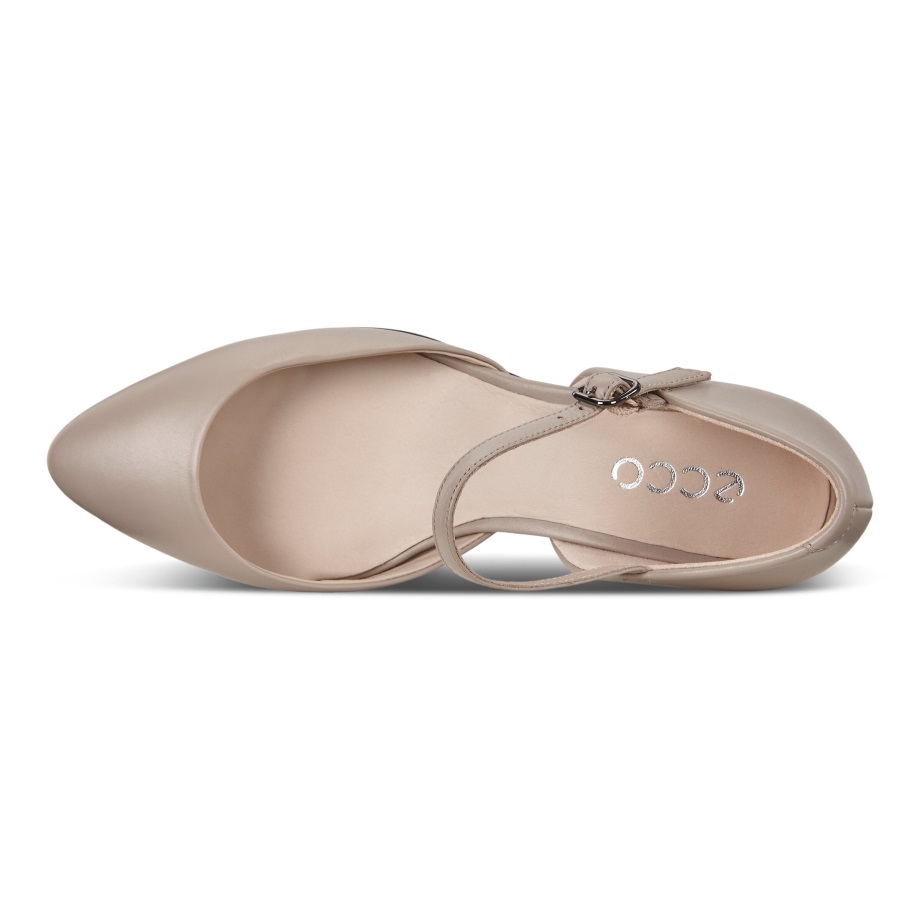 Ecco Norway Shape 45 Spiss Slank Ankelstropp Pumpe Grå Rose For Kvinner