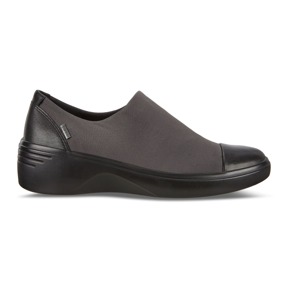 Ecco Norway Soft 7 Wedge Slip-on Sko Gtx Dame Svart-magnet