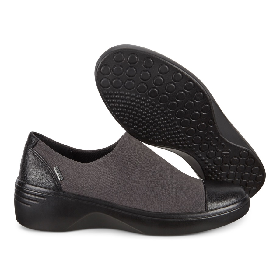 Ecco Norway Soft 7 Wedge Slip-on Sko Gtx Dame Svart-magnet