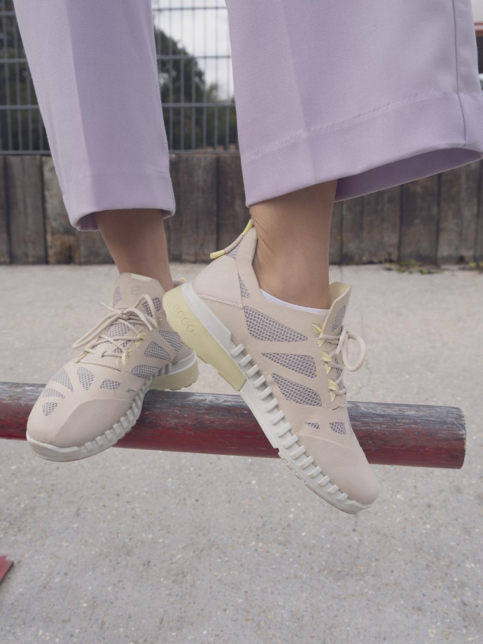 Ecco Norway Zipflex Lav Tekstil Sneaker Dame Kalkstein-kalkstein