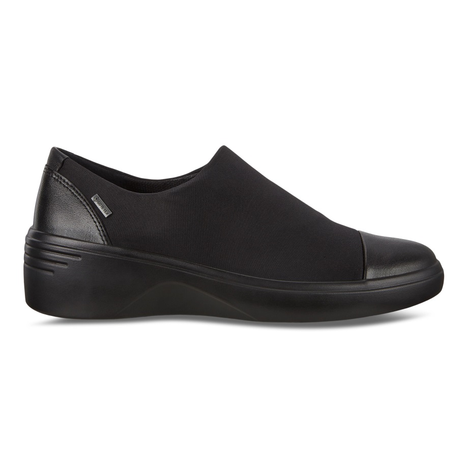 Ecco Norge Soft 7 Wedge Slip-on Sko Gtx Kvinner Svart-svart