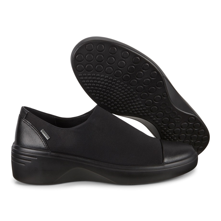 Ecco Norge Soft 7 Wedge Slip-on Sko Gtx Kvinner Svart-svart