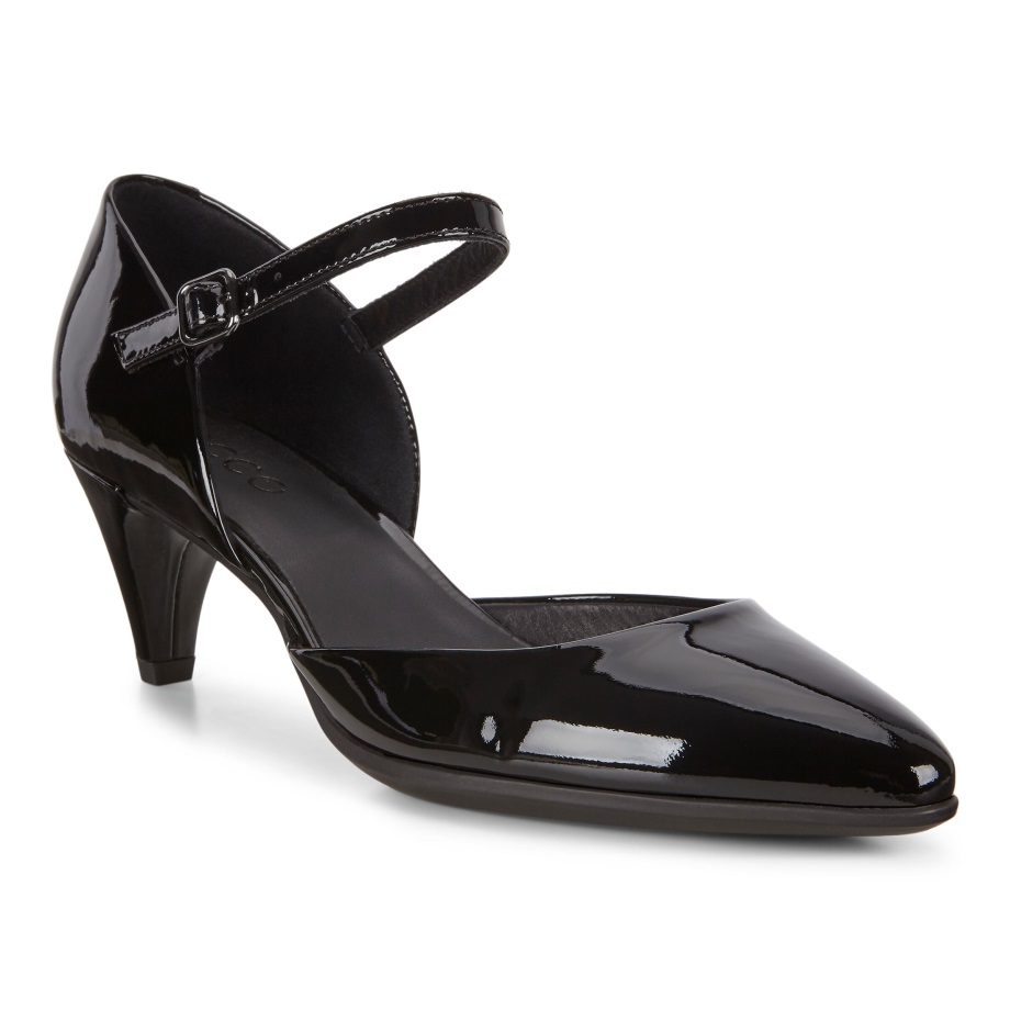 Ecco Norway Shape 45 Spiss Elegant Ankelstropp Pumpe Dame Svart