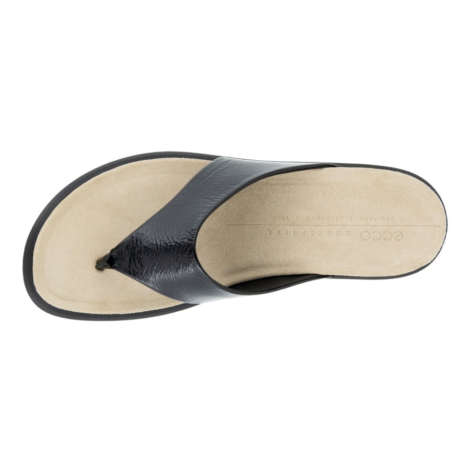 Ecco Norway Corksphere Sandal Thong Dame Svart