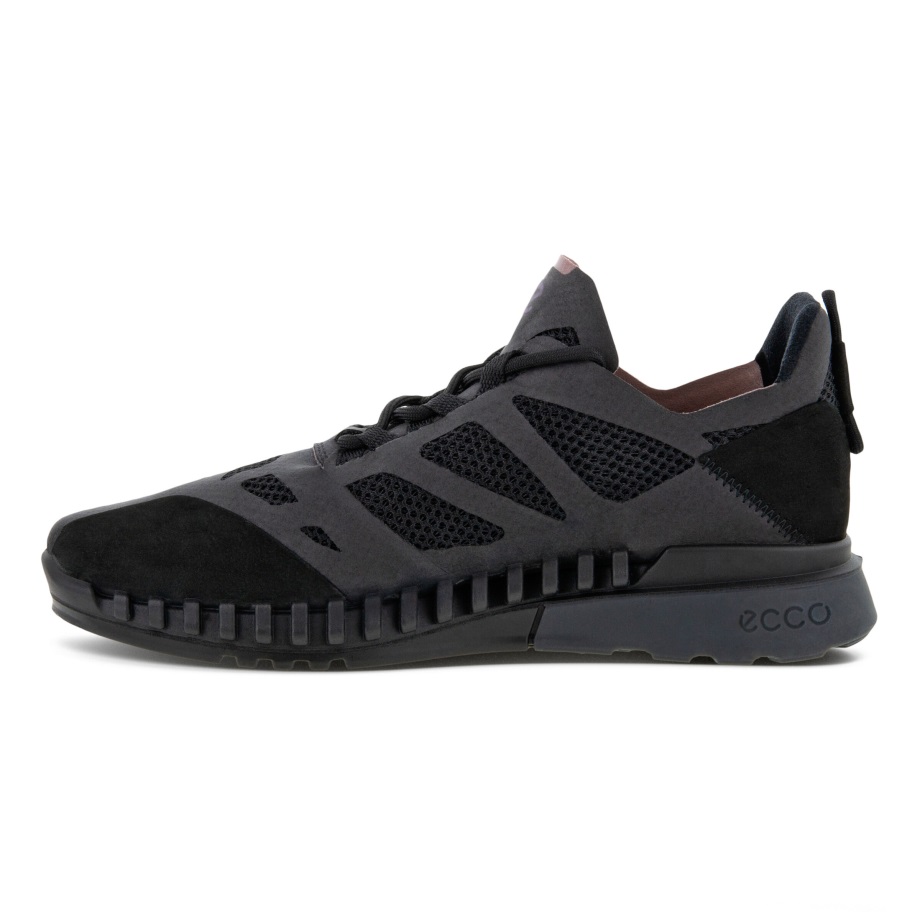 Ecco Norge Zipflex Lav Tekstil Sneaker Dame Svart-svart