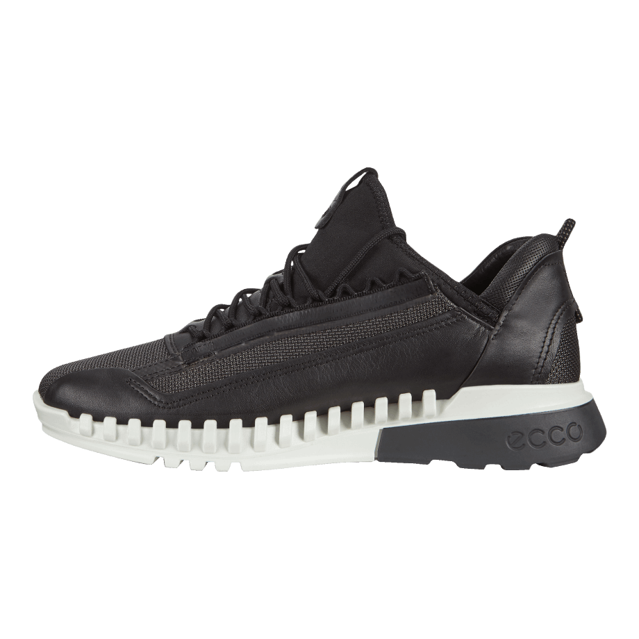 Ecco Norway Zipflex Lav Skinn/tekstil Sneaker Herre Måneløs-svart