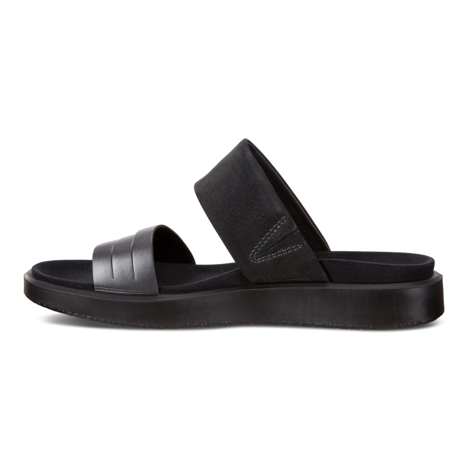Ecco Norge Flowt Slide Sandal Dame Svart Mørk Skygge Metallic-svart