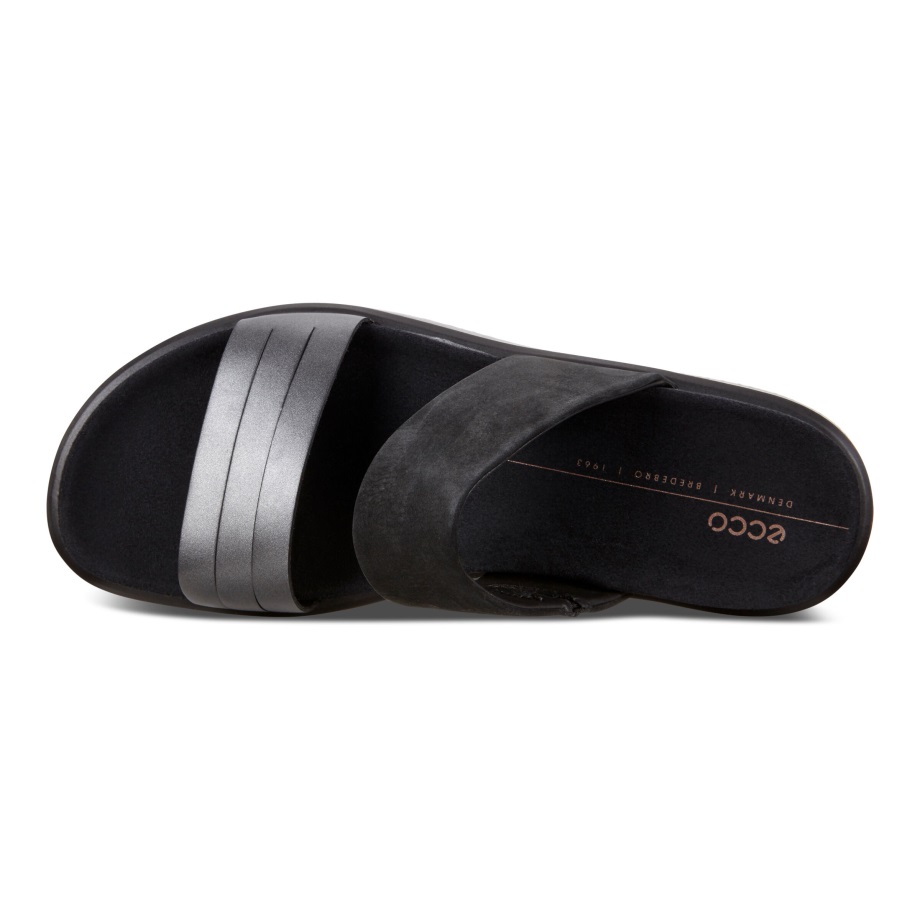 Ecco Norge Flowt Slide Sandal Dame Svart Mørk Skygge Metallic-svart