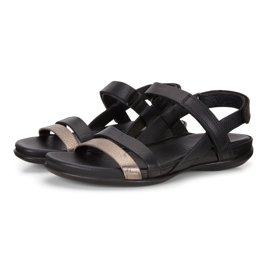 Ecco Norway Flash 2-tone Reim Sandal Damestein Metallic-svart