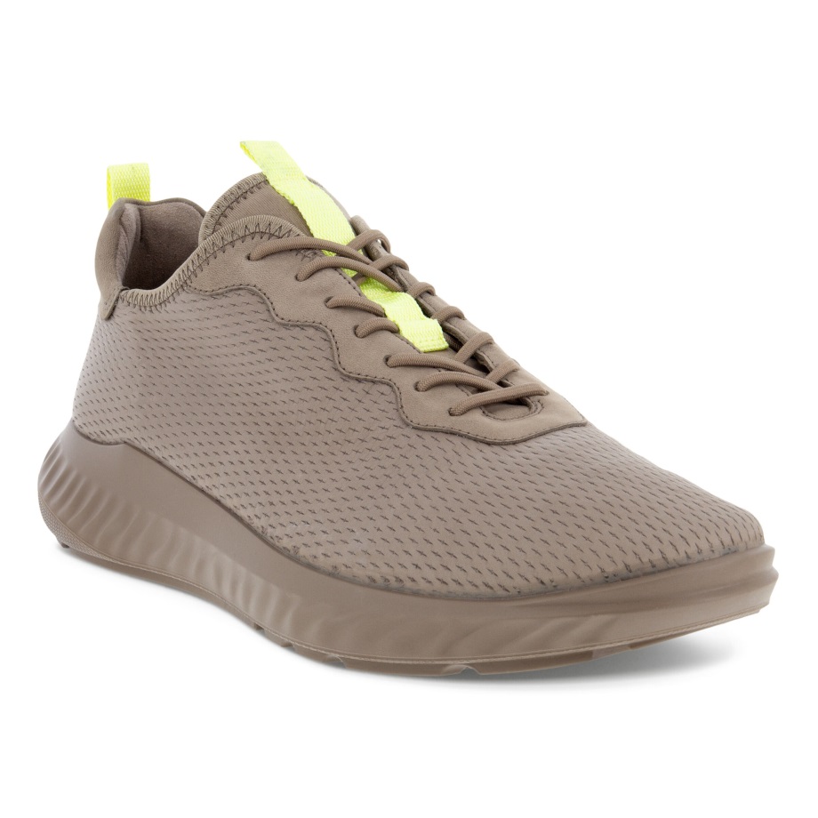 Ecco Norge Ath-1f Street Style Skinn Joggesko Herre Taupe-taupe-sunny Lime