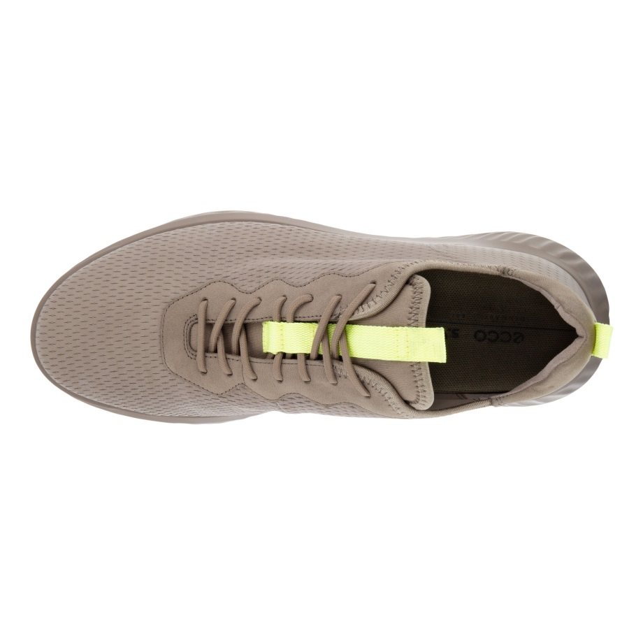 Ecco Norge Ath-1f Street Style Skinn Joggesko Herre Taupe-taupe-sunny Lime