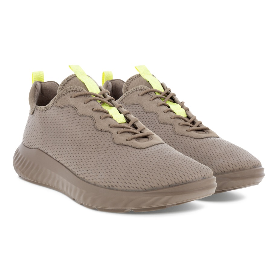 Ecco Norge Ath-1f Street Style Skinn Joggesko Herre Taupe-taupe-sunny Lime