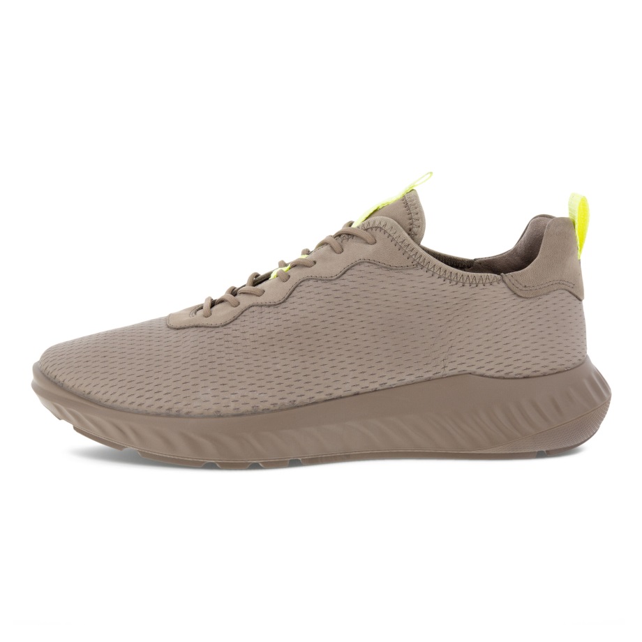 Ecco Norge Ath-1f Street Style Skinn Joggesko Herre Taupe-taupe-sunny Lime