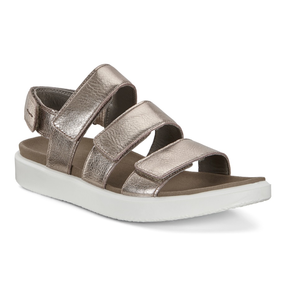 Ecco Norge Flowt Flat Sandal Dame Varm Grå Metallic