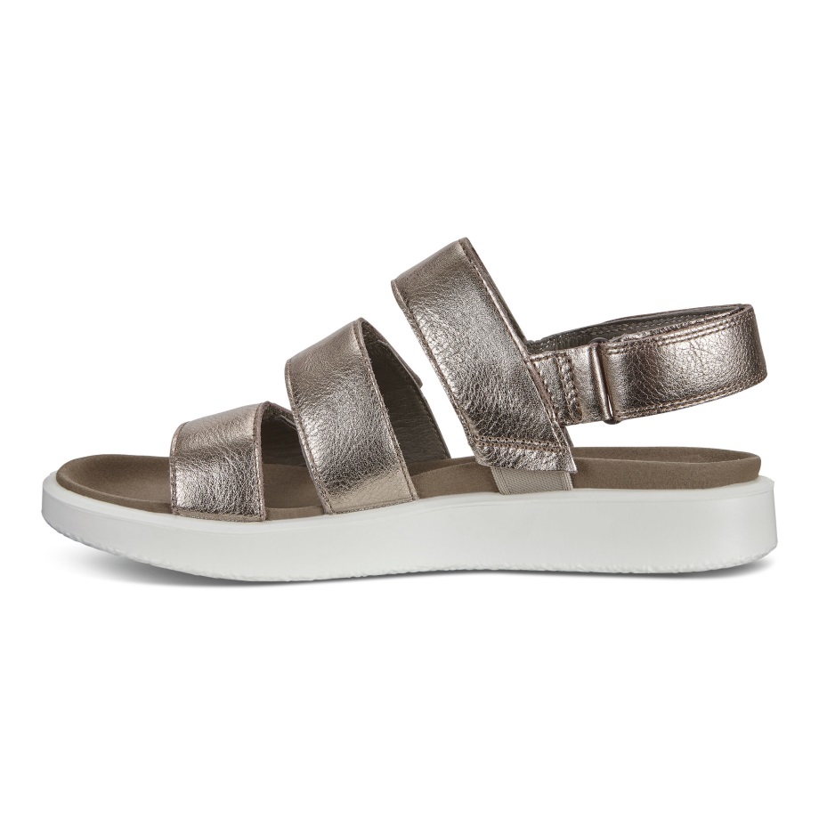 Ecco Norge Flowt Flat Sandal Dame Varm Grå Metallic