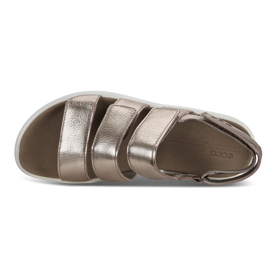Ecco Norge Flowt Flat Sandal Dame Varm Grå Metallic