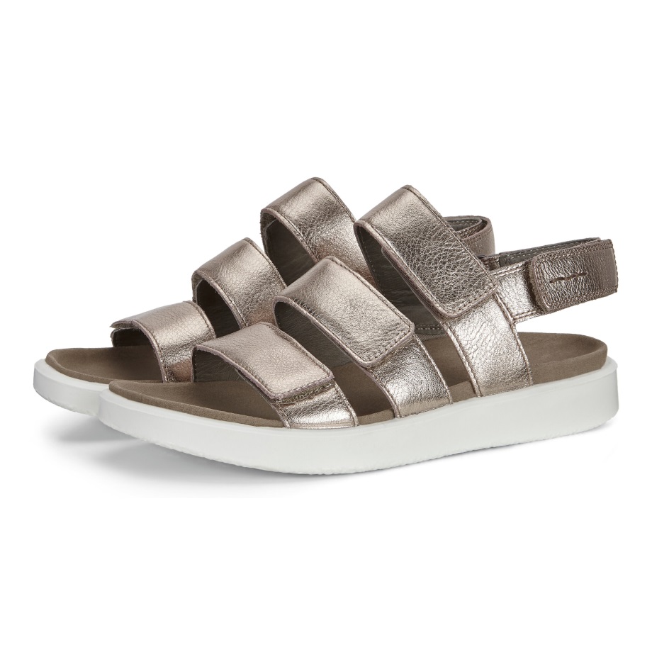 Ecco Norge Flowt Flat Sandal Dame Varm Grå Metallic