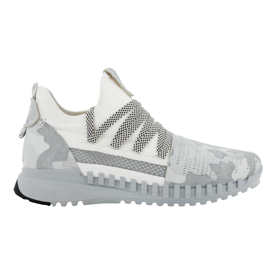 Ecco Norge Zipflex Lav Skinn/tekstil Sneaker Dame Hvit