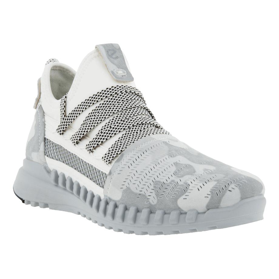 Ecco Norge Zipflex Lav Skinn/tekstil Sneaker Dame Hvit