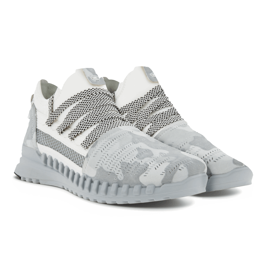 Ecco Norge Zipflex Lav Skinn/tekstil Sneaker Dame Hvit