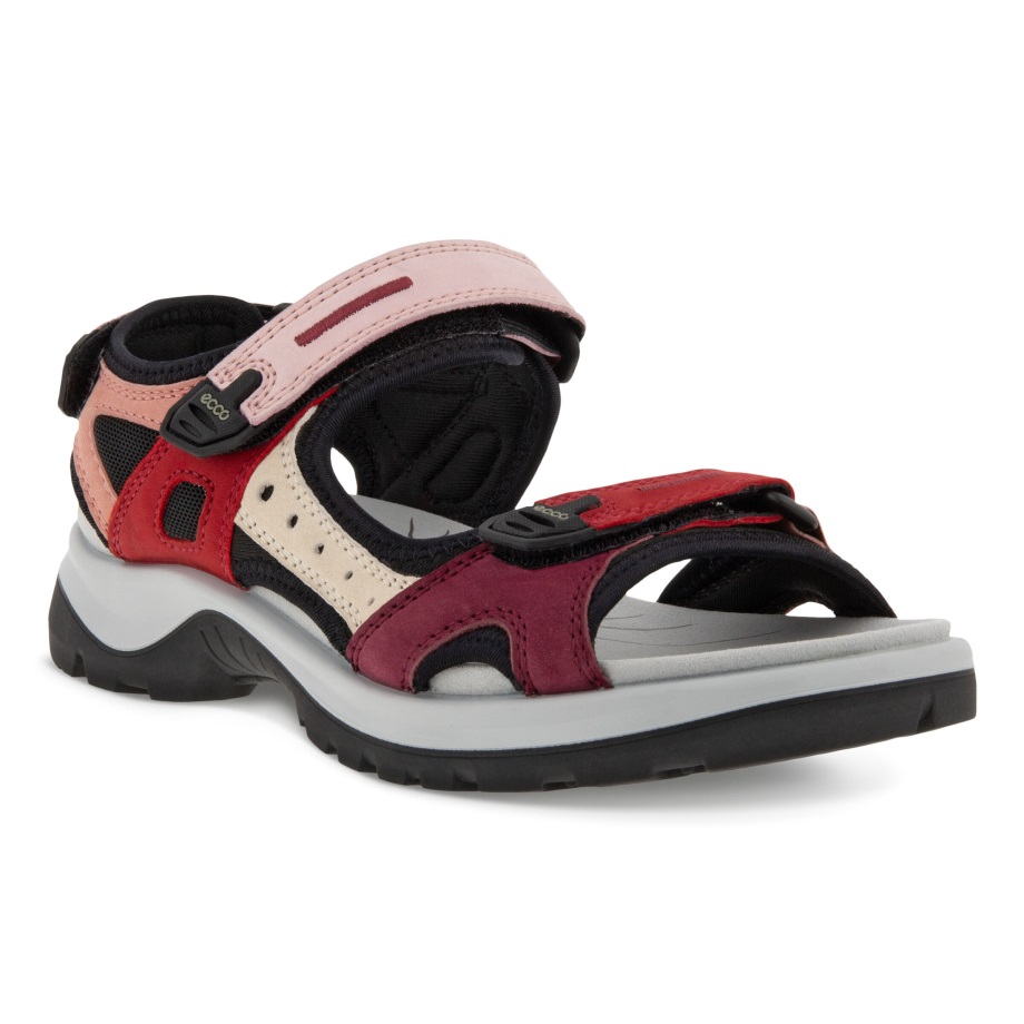 Ecco Norge Offroad Flat Sandal Kvinners Multicolor Chili Rød