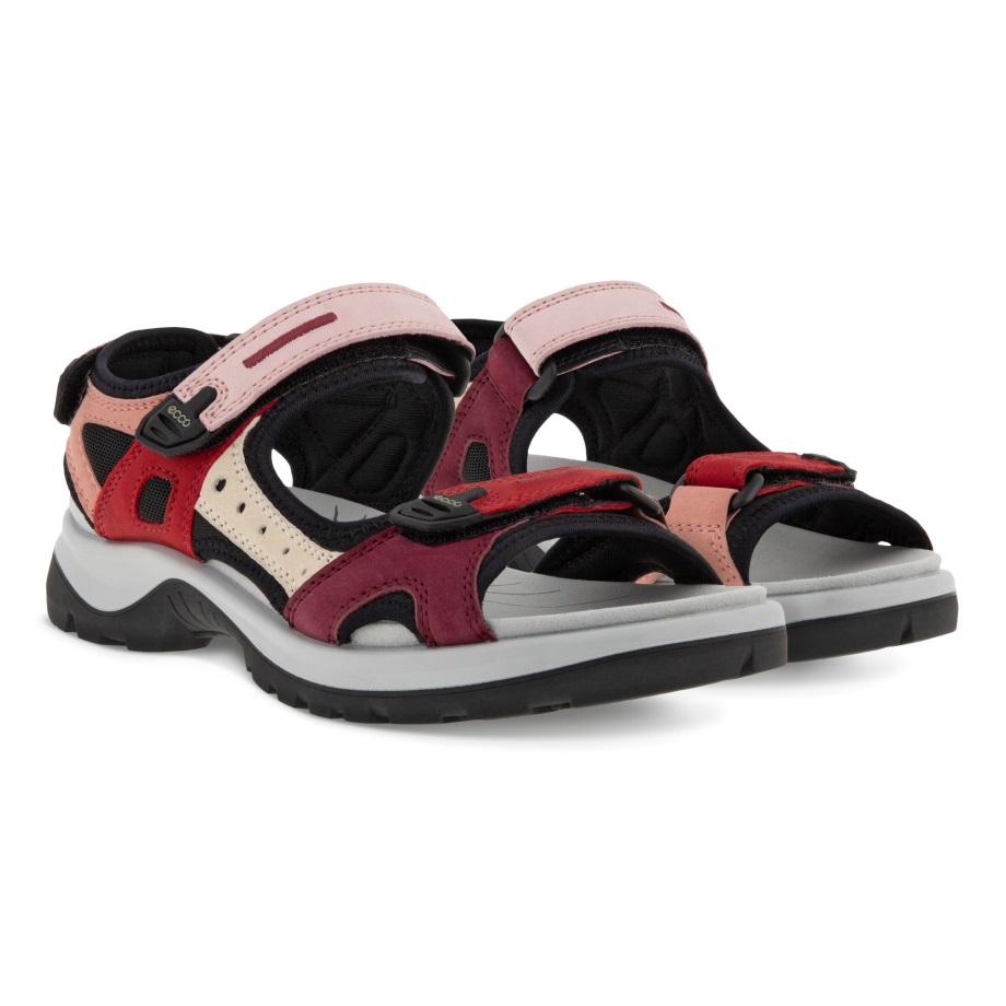 Ecco Norge Offroad Flat Sandal Kvinners Multicolor Chili Rød