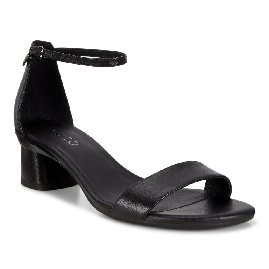 Ecco Norway Elevate 45 Block Heel Strappy Sandal Dame Svart