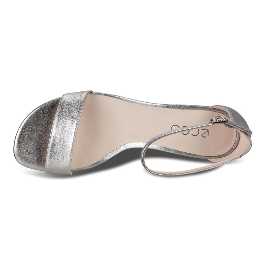 Ecco Norway Elevate 45 Block Heel Strappy Sandal Dame Alusilver