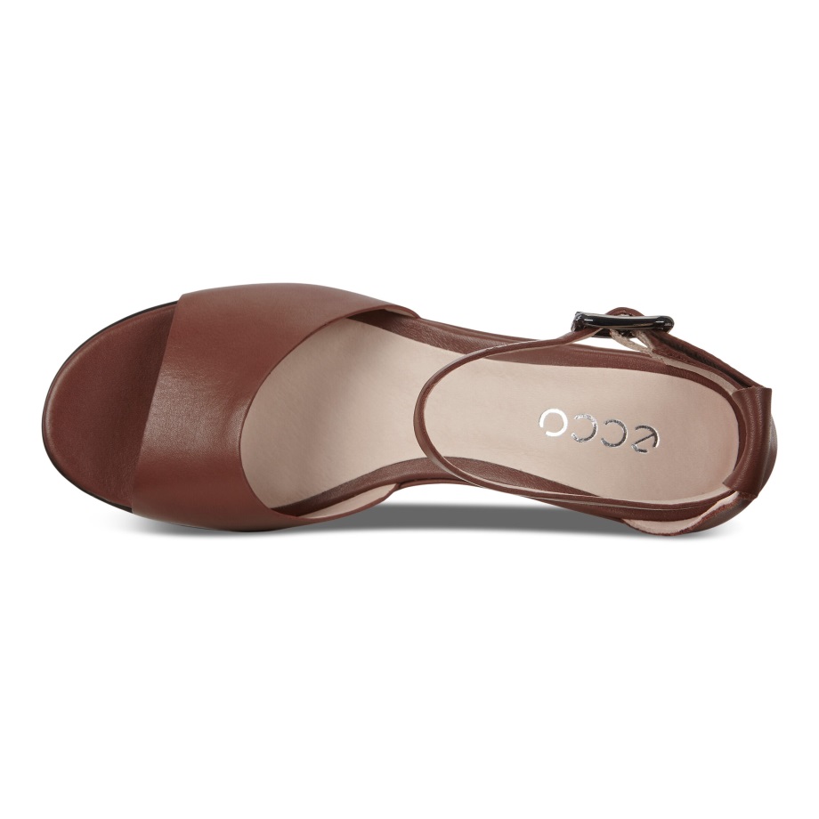 Ecco Norway Shape 35 Ankelstropp Kilesandaler Dame Kanel