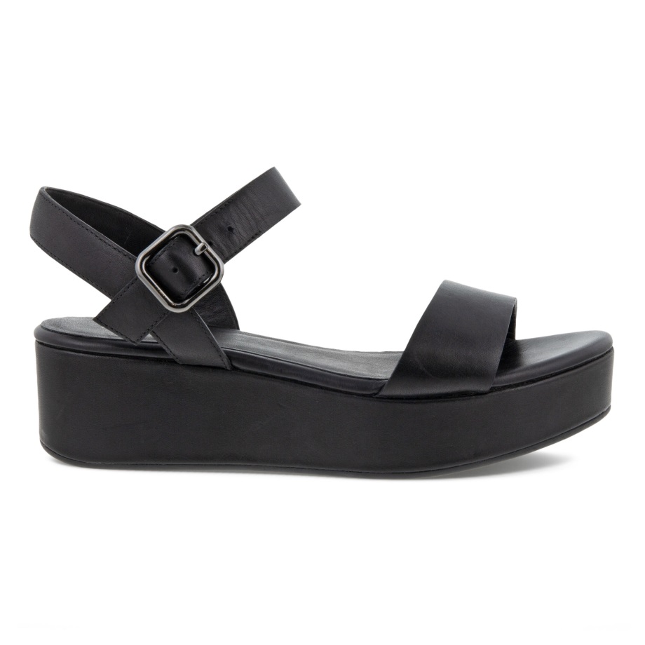 Ecco Norge Elevate Platå Flat Sandal Dame Svart
