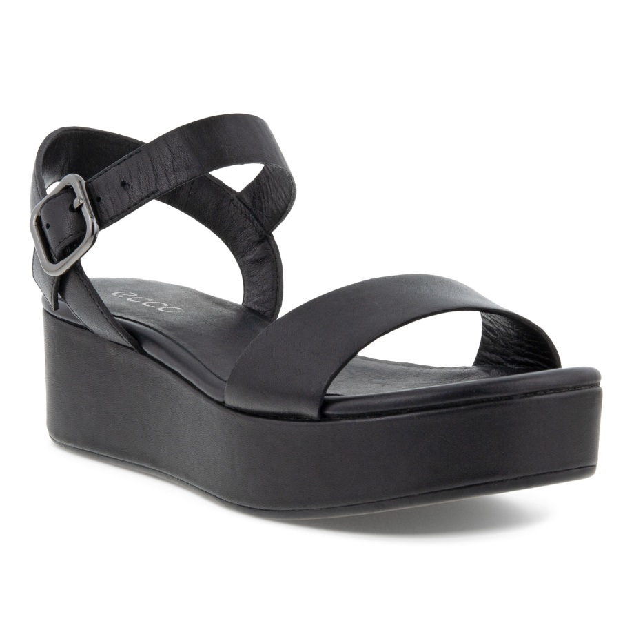 Ecco Norge Elevate Platå Flat Sandal Dame Svart
