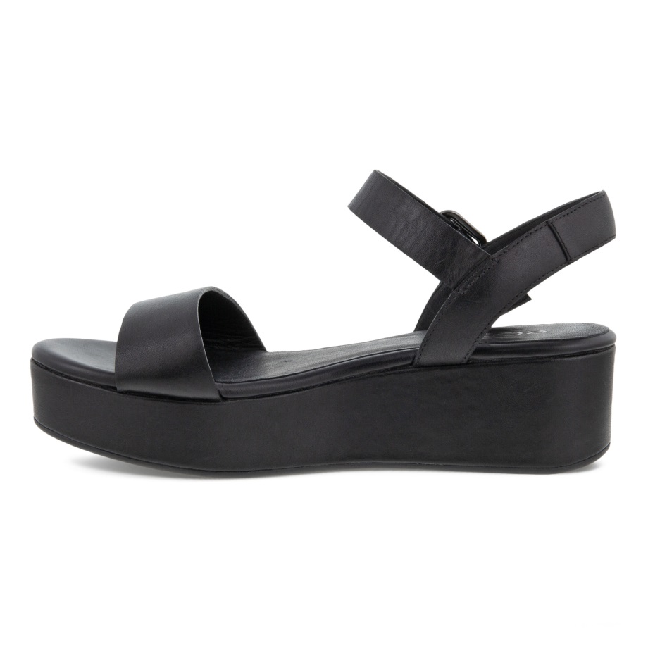 Ecco Norge Elevate Platå Flat Sandal Dame Svart