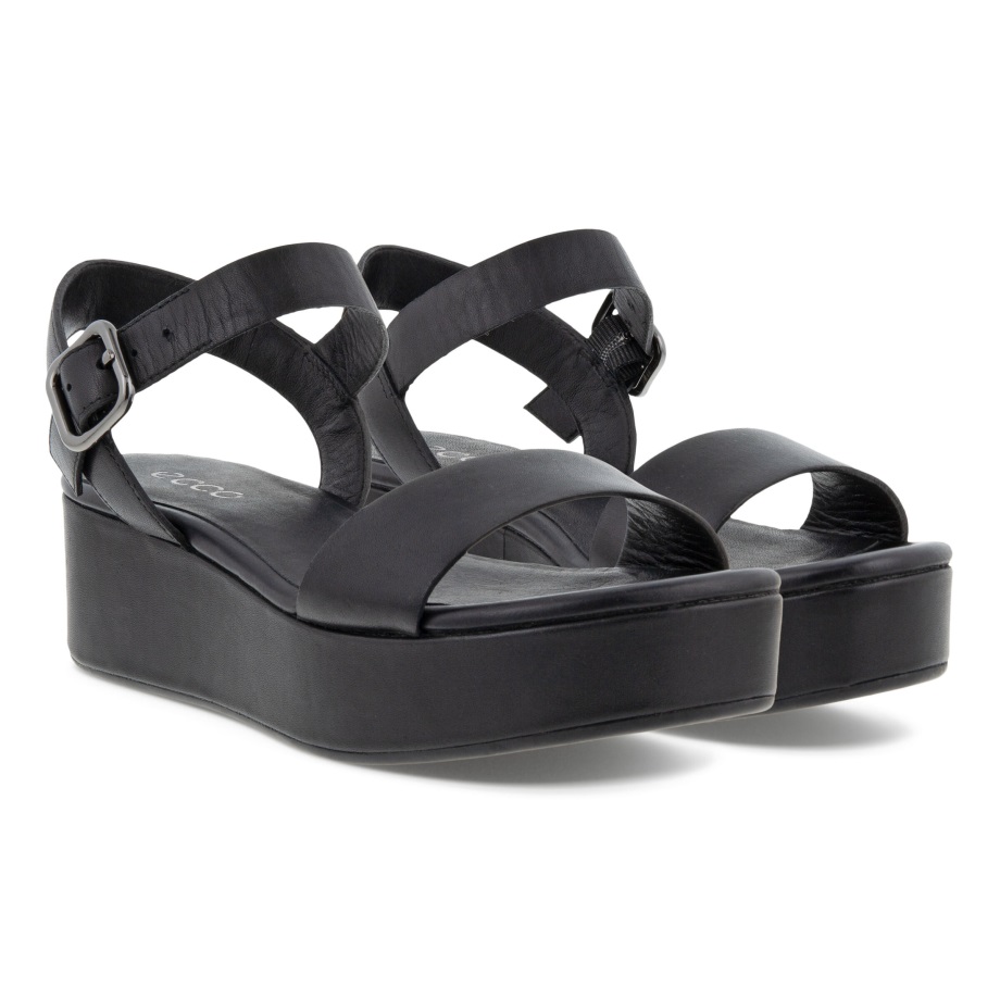 Ecco Norge Elevate Platå Flat Sandal Dame Svart